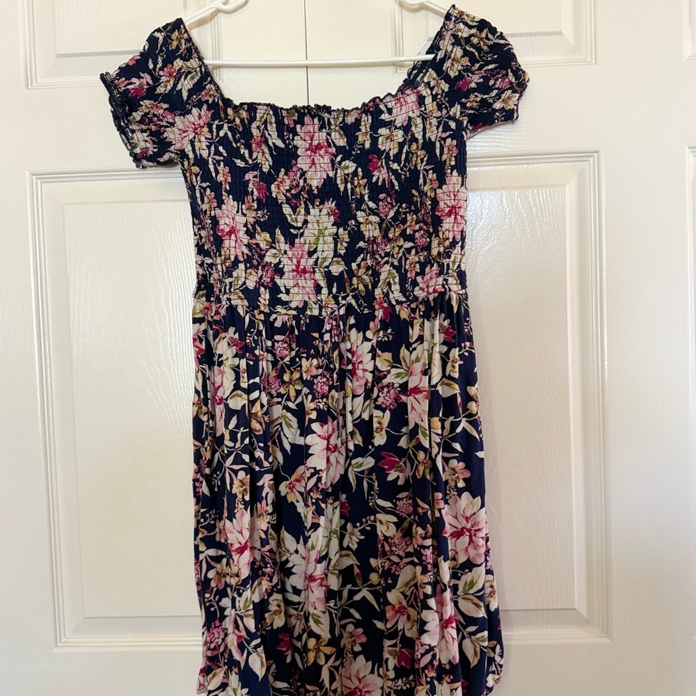 Xhilaration Navy Floral Smocked Dress